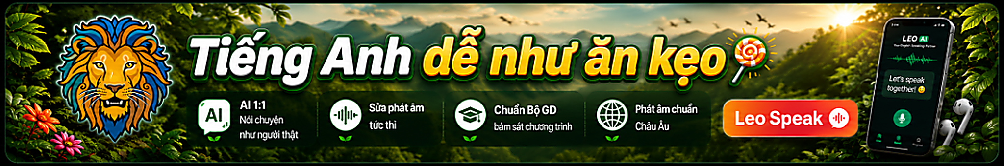 LeoSpeak AI English Tutor - Tiếng Anh dễ như ăn kẹo